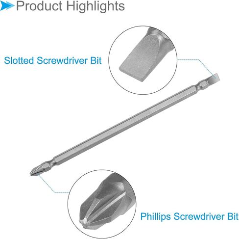 CoCud Phillips-Slotted Double Ended Screwdriver Bit, 150mm Long PH2/SL6 1/4 Inch Hex Shank, S2 Magnetic - (Applications: for Power Tool), 1-Piece in Saudi Arabia