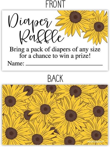 50 Sunflower Diaper Raffle Tickets - Baby Shower Game - Invitation Inserts in Saudi Arabia