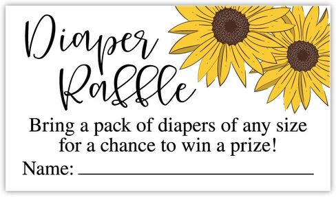 50 Sunflower Diaper Raffle Tickets - Baby Shower Game - Invitation Inserts in Saudi Arabia