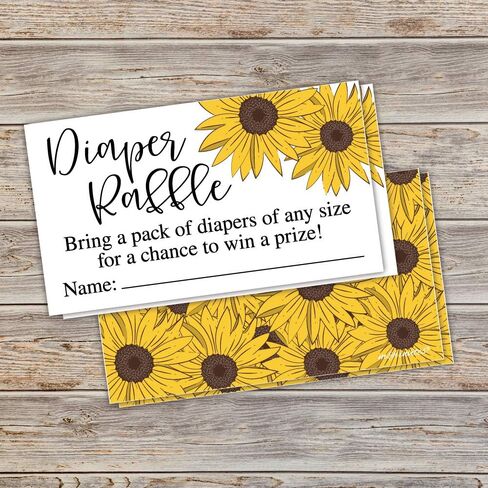 50 Sunflower Diaper Raffle Tickets - Baby Shower Game - Invitation Inserts in Saudi Arabia