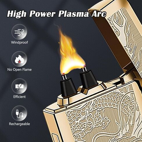 ولاعات بلازما SKRFIRE ولاعات USB قابلة لإعادة الشحن، ولاعة كهربائية مقاومة للرياح ولاعة لهب قوس إلكتروني مع شاشة عرض طاقة LED للشموع والبخور والهدايا للرجال والنساء (التنين الأسود) in Saudi Arabia