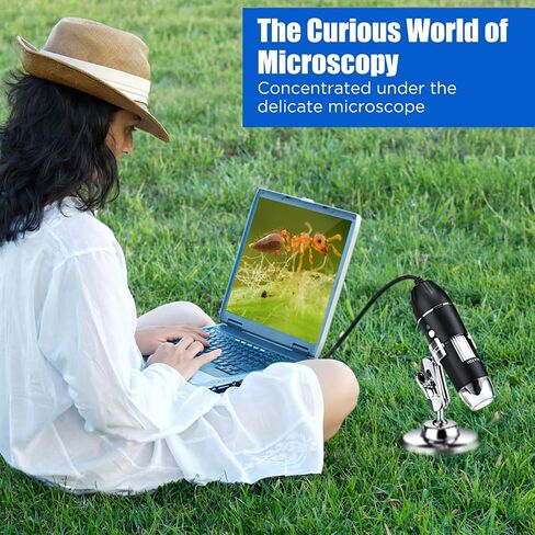 Wireless Digital Microscope - 1600X Magnification Handheld Microscopes Camera with Adjustable Stand USB+Micro+Type-C Compatible with iPhone Android iPad Windows Mac Computer in Saudi Arabia