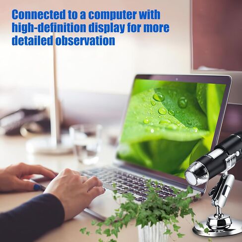 Wireless Digital Microscope - 1600X Magnification Handheld Microscopes Camera with Adjustable Stand USB+Micro+Type-C Compatible with iPhone Android iPad Windows Mac Computer in Saudi Arabia