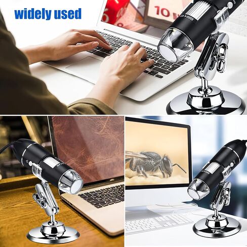 Wireless Digital Microscope - 1600X Magnification Handheld Microscopes Camera with Adjustable Stand USB+Micro+Type-C Compatible with iPhone Android iPad Windows Mac Computer in Saudi Arabia