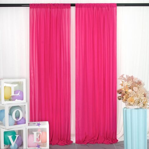 DUOBAO Chiffon Backdrop Curtain-2 Panels 29x96-Inch Wedding Backdrop Drapes Lavender Sheer Curtain Panels Tulle Backdrop Chiffon Fabric Photography Backdrop for Party (29''x96''x2pcs, Lavender) in Saudi Arabia