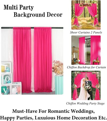 DUOBAO Chiffon Backdrop Curtain-2 Panels 29x96-Inch Wedding Backdrop Drapes Lavender Sheer Curtain Panels Tulle Backdrop Chiffon Fabric Photography Backdrop for Party (29''x96''x2pcs, Lavender) in Saudi Arabia