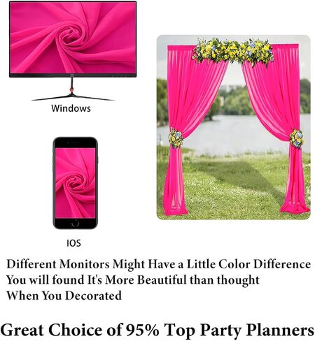 DUOBAO Chiffon Backdrop Curtain-2 Panels 29x96-Inch Wedding Backdrop Drapes Lavender Sheer Curtain Panels Tulle Backdrop Chiffon Fabric Photography Backdrop for Party (29''x96''x2pcs, Lavender) in Saudi Arabia