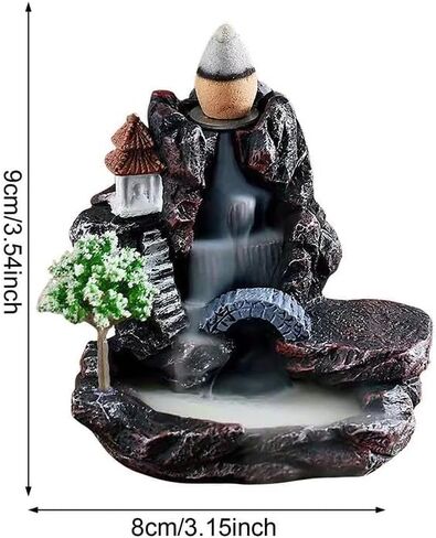 مبخرة بتدفق عكسي من الراتنج، حامل بخور من السيراميك، ديكور زين لخشب الصندل الداخلي لغرفة النوم بخاصية اطلاق الروائح العلاجية in Kuwait