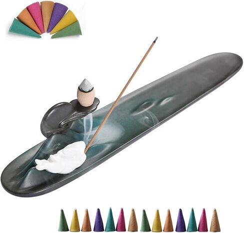 insence Holder; Incense Holder for Sticks for Sticks Backflow Incense Burner Ash Catcher for Yoga Meditation Aromatherapy Decorations Zen Decorations in Saudi Arabia