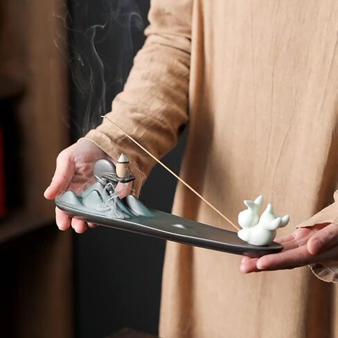 insence Holder; Incense Holder for Sticks for Sticks Backflow Incense Burner Ash Catcher for Yoga Meditation Aromatherapy Decorations Zen Decorations in Saudi Arabia