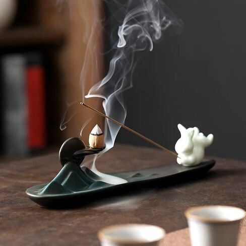 insence Holder; Incense Holder for Sticks for Sticks Backflow Incense Burner Ash Catcher for Yoga Meditation Aromatherapy Decorations Zen Decorations in Saudi Arabia