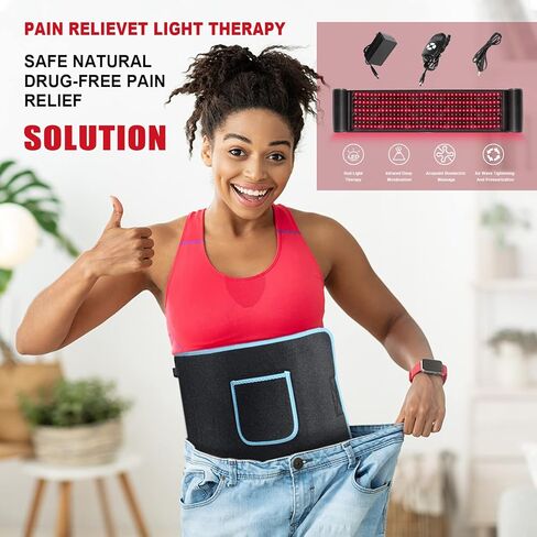 ideaiinfrared الأحمر والأشعة تحت الحمراء العلاج بالضوء حزام التفاف لتخفيف آلام الجسم مرنة يمكن ارتداؤها التفاف وسادة العلاج العميق مع الموقت لمفاصل الكتف الخلفي لتخفيف آلام العضلات (أسود حجم كبير (64 بوصة)) in Kuwait