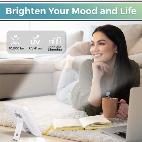 Light Therapy Lamp, 10000 Lux, UV Free, Therapy Light, 3 Color Temperature, Touch Lamp, 6 Timer Settings, 4 Brightness Levels, Dimmable, Portable, Multi-Use, Sun Lamp in Saudi Arabia