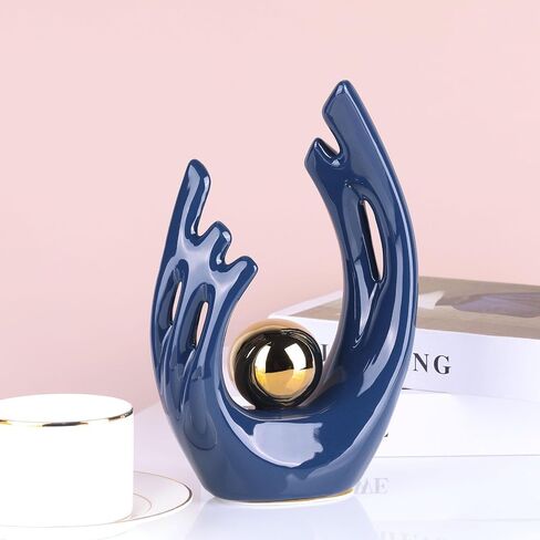 XMGZQ Abstract Ceramic Statues and Sculptures, Black and Gold Art Ceramic Statues, Modern Home Decor for Living Room, Dining Table, Coffee Table, Shelf, Entrance, Home Desktop Sculpture Home Decor in Kuwait