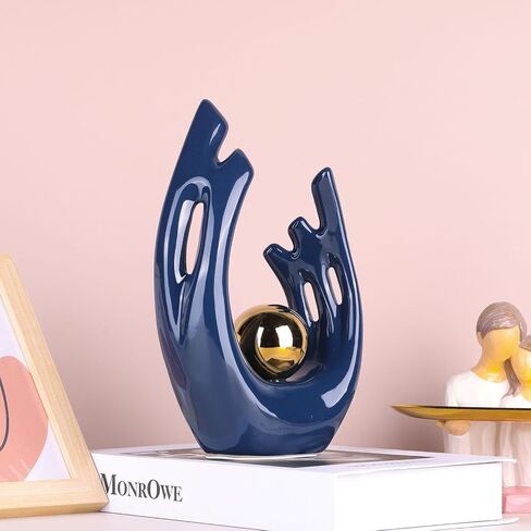 XMGZQ Abstract Ceramic Statues and Sculptures, Black and Gold Art Ceramic Statues, Modern Home Decor for Living Room, Dining Table, Coffee Table, Shelf, Entrance, Home Desktop Sculpture Home Decor in Kuwait