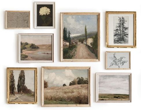 Set Of 9 French Country Prints Wall Decor - Landscape Wall Art French Country Decor, Vintage Wall Decor Gallery Wall Art, Large Bathroom Art Prints, Farmhouse Floral Vintage Art(11X14 IN UNFRAMED) in Saudi Arabia