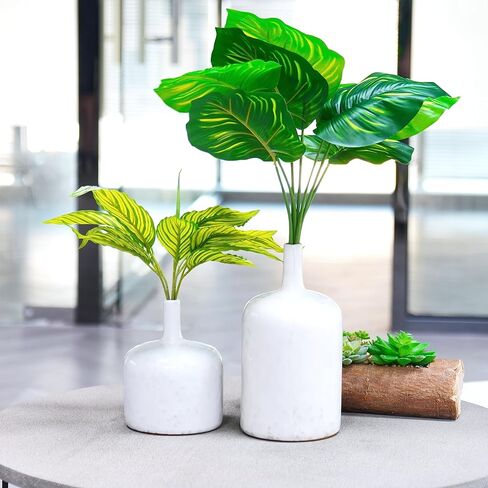 مزهريات سيراميك زرقاء - مجموعة من 2 مزهريات زرقاء حديثة من الزجاج التفاعلي للقطع المركزية، مزهرية فريدة طويلة الرقبة للمدفأة وغرفة النوم والمطبخ Cynkeyee in Kuwait