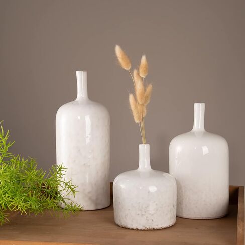 مزهريات سيراميك زرقاء - مجموعة من 2 مزهريات زرقاء حديثة من الزجاج التفاعلي للقطع المركزية، مزهرية فريدة طويلة الرقبة للمدفأة وغرفة النوم والمطبخ Cynkeyee in Kuwait