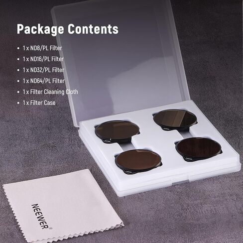 NEEWER ND Lens Filter Set Compatible with DJI Mavic 3, 4-Pack ND/PL Polarized Lens Filters, ND8/PL, ND16/PL, ND32/PL, ND64/PL Filter Only for Mavic 3 / Mavic 3 Cine Drones Accessories in Saudi Arabia