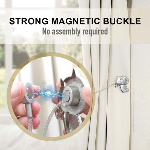 مجموعة اربطة ستائر من قطعتين، اربطة ستائر مغناطيسية معدنية بتصميم وجه قطة كبيرة مضحكة، اربطة ستائر مزخرفة للستائر، اكسسوارات ديكور للمنزل والمكتب والاماكن الخارجية in Kuwait