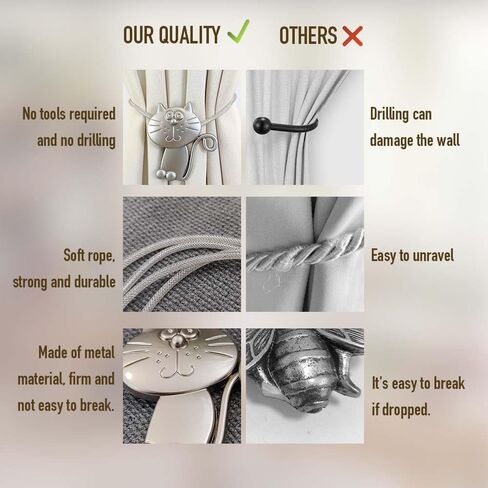 مجموعة اربطة ستائر من قطعتين، اربطة ستائر مغناطيسية معدنية بتصميم وجه قطة كبيرة مضحكة، اربطة ستائر مزخرفة للستائر، اكسسوارات ديكور للمنزل والمكتب والاماكن الخارجية in Kuwait