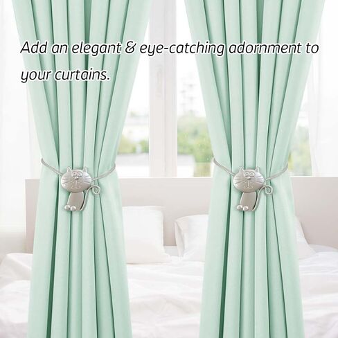 مجموعة اربطة ستائر من قطعتين، اربطة ستائر مغناطيسية معدنية بتصميم وجه قطة كبيرة مضحكة، اربطة ستائر مزخرفة للستائر، اكسسوارات ديكور للمنزل والمكتب والاماكن الخارجية in Kuwait