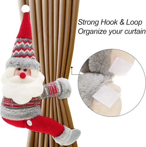 2 Pieces Christmas Curtain Buckle Christmas Window Decorations Cartoon Curtain Tieback Curtain Hook for Living Room Bedroom Home Decor (Santa Claus and Snowman Style) in Saudi Arabia