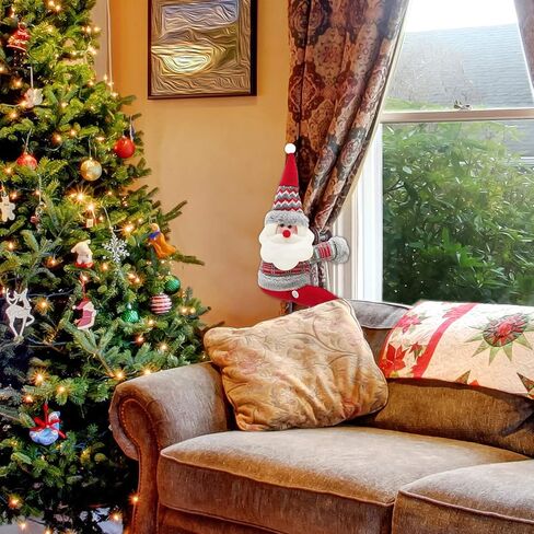 2 Pieces Christmas Curtain Buckle Christmas Window Decorations Cartoon Curtain Tieback Curtain Hook for Living Room Bedroom Home Decor (Santa Claus and Snowman Style) in Saudi Arabia