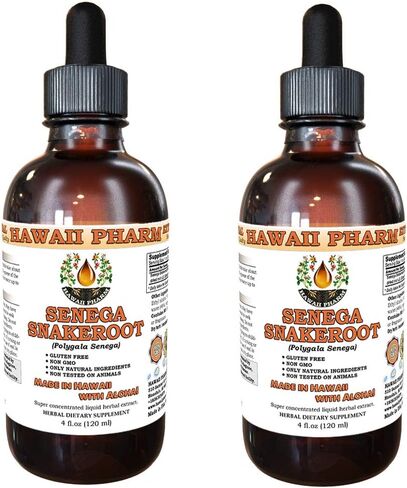 مستخلص سائل HawaiiPharm Senega Snakeroot، صبغة مسحوق جذر Senega Snakeroot (Polygala Senega)، مكمل عشبي، صنع في الولايات المتحدة الأمريكية، 2 أونصة سائلة in Kuwait