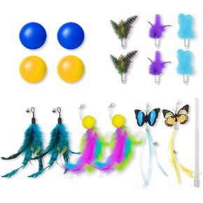 CATISM Replacement Butterflies Feathers/Cat Wand/Track Balls/Multi-Colored Feathers for Kitten Toys,Cat Toys for Indoor Cats Accessories (17 pcs) in Kuwait