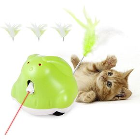 ZALBYUY Cat Laser Toy, Interactive Cat Toy with Laser Pointer, Automatic Cat Toy USB Rechargeable Cat Wand Toy with Feather, 4-in-1 Smart Kitten Toys for Pet Exercise Playing, 3 Modes in Kuwait