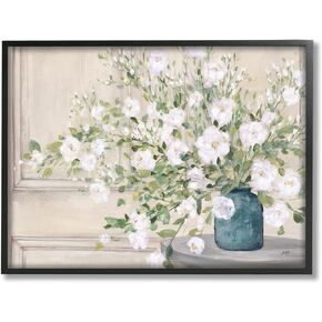 Stupell Industries Geranium Tabletop Country Still Life Painting Blooming Flowers, Designed by Julia Purinton Black Framed Wall Art, 30 x 24, Beige in Kuwait