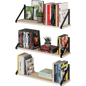 Wallniture Bora Floating Shelves for Wall Storage, 24"x6" Floating Bookshelf Set of 3, Natural Wood Wall Shelves for Living Room, Bedroom, Bathroom, Kitchen in Saudi Arabia