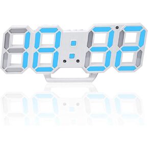 ساعة منبه رقمية ثلاثية الأبعاد من Petilleur، ساعة أرقام LED على الحائط مع 3 مستويات سطوع تلقائية، ضوء ليلي حديث LED تاريخ الساعة الإلكترونية، عرض درجة الحرارة (أبيض)