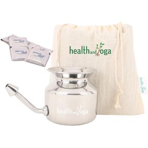 طقم تحسين وعاء نيتي لتدريب الأطفال من هيلث اند يوجا (TM) - وعاء من الفولاذ المقاوم للصدأ غير القابل للكسر - طرف أنف قابل للكسر - ملح نقي 25 قطعة in Kuwait