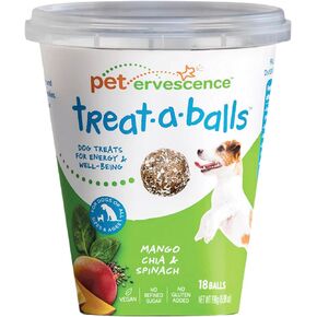 TREAT-A-BALLS Dog Treat Ball Snacks | Healthy Low Calorie Dog Treat | Vegan Plant-Based All Natural Treat for All Dog Sizes | Cranberry, Apple, Pumpkin Coconut Coated | 18 Dog Treats