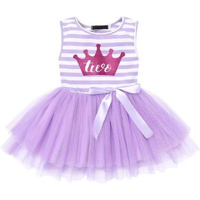 Baby Girls Crown Princess Striped 1st/2nd Birthday Cake Smash Tulle Tutu Dress Toddler Kids Outfit in Kuwait