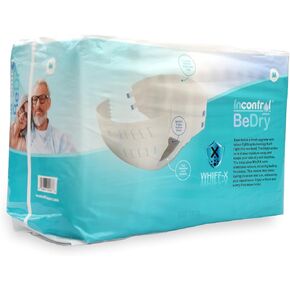InControl BeDry Premium Incontinence Tabbed Briefs for Women and Men - Adjustable Unisex Maximum Absorbency Disposable Diapers with Whiff-X Odor Elimination Technology - (Medium 16 Count) in Kuwait