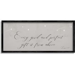 Stupell Industries Gift from Above James 1:17 Proverbs Shooting Stars, Designed by Daphne Polselli Black Framed Wall Art, 10 x 24, Grey in Kuwait