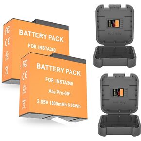 بطارية Burflo 1800 مللي أمبير في الساعة لجهاز Insta 360 Ace/Ace Pro، عبوتان من البطاريات القابلة لإعادة الشحن المتوافقة مع ملحقات كاميرا Insta360 Ace Pro/Ace Action CINSAAJA CINSBAJA 1ICP6/31/35-2-3.85V 6.93Wh in Kuwait