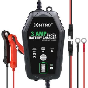 شاحن بطارية Aorika 3 أمبير - شاحن بطارية سيارات ذكي 6 فولت/12 فولت، شاحن تلقائي بالكامل ومحافظ للسيارة والدراجات النارية والقوارب وحمض الرصاص والليثيوم وبطارية LiFePo4 in Kuwait