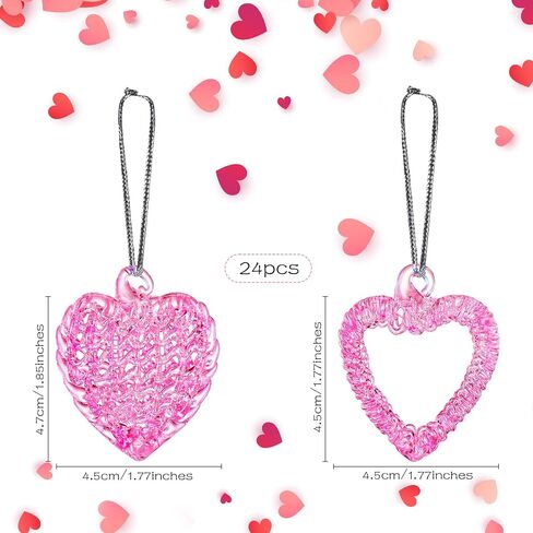 Sieral 24 Pcs Glass Heart Ornaments Mini Crystal Heart Ornament for Valentine Tree Heart Shaped Spun Ornaments for Valentines Christmas Wedding Anniversary Decor(Clear) in Saudi Arabia