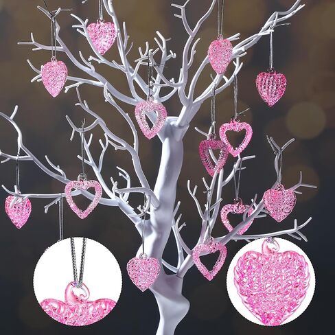 Sieral 24 Pcs Glass Heart Ornaments Mini Crystal Heart Ornament for Valentine Tree Heart Shaped Spun Ornaments for Valentines Christmas Wedding Anniversary Decor(Clear) in Saudi Arabia
