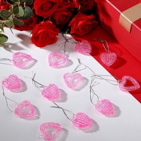 Sieral 24 Pcs Glass Heart Ornaments Mini Crystal Heart Ornament for Valentine Tree Heart Shaped Spun Ornaments for Valentines Christmas Wedding Anniversary Decor(Clear) in Saudi Arabia