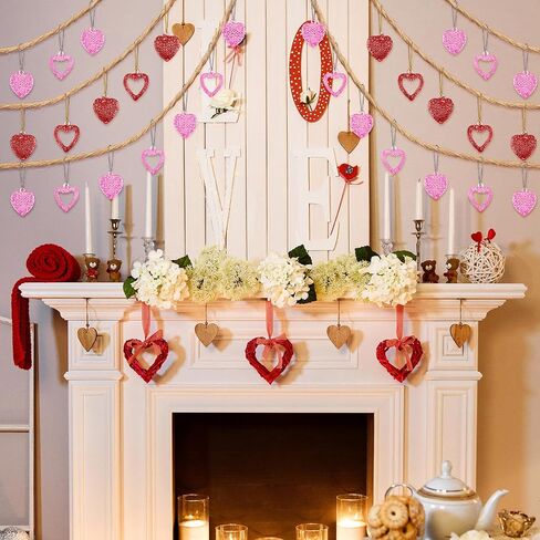 Sieral 24 Pcs Glass Heart Ornaments Mini Crystal Heart Ornament for Valentine Tree Heart Shaped Spun Ornaments for Valentines Christmas Wedding Anniversary Decor(Clear) in Saudi Arabia