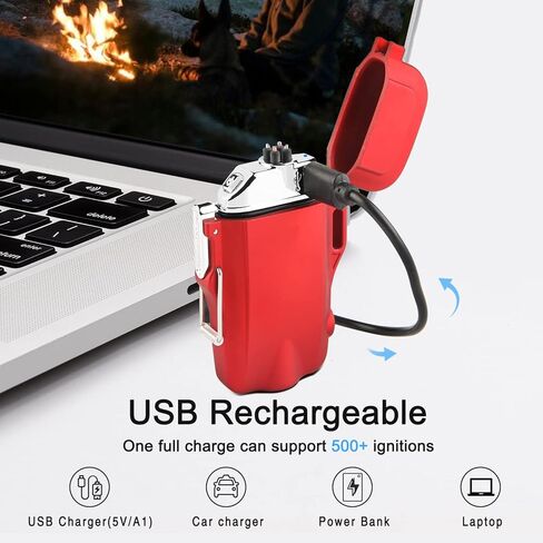 ولاعة JETPRO مقاومة للرياح ولاعة بلازما مزدوجة القوس قابلة لإعادة الشحن ولاعة عديمة اللهب مع صافرة طوارئ وحبل (أسود) in Kuwait