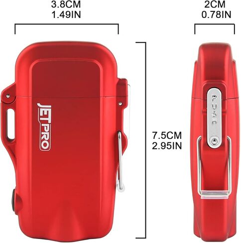 ولاعة JETPRO مقاومة للرياح ولاعة بلازما مزدوجة القوس قابلة لإعادة الشحن ولاعة عديمة اللهب مع صافرة طوارئ وحبل (أسود) in Kuwait