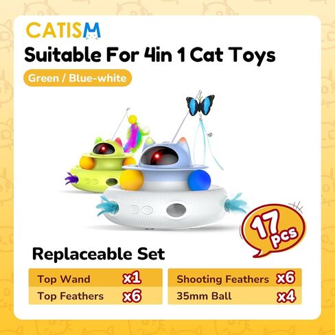 CATISM Replacement Butterflies Feathers/Cat Wand/Track Balls/Multi-Colored Feathers for Kitten Toys,Cat Toys for Indoor Cats Accessories (17 pcs) in Kuwait