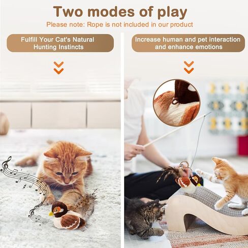 2 Pack Interactive Cat Toy Mouse, Real Chirping Bird Electronic Sound, Moving Automatic Cat Toys Mice Electronic with Furry Tail, Automatic Squeaky Cat Toys in Kuwait