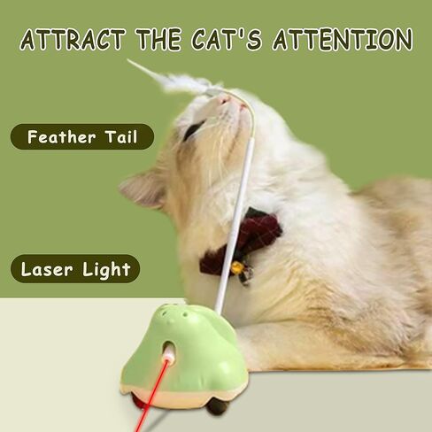 ZALBYUY Cat Laser Toy, Interactive Cat Toy with Laser Pointer, Automatic Cat Toy USB Rechargeable Cat Wand Toy with Feather, 4-in-1 Smart Kitten Toys for Pet Exercise Playing, 3 Modes in Kuwait